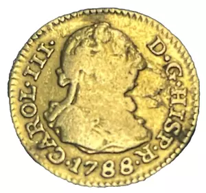 ESPAÑA, moneda de oro 1/2 medio escudo de CARLOS III año 1788 ceca de Madrid - Imagen 1 de 2