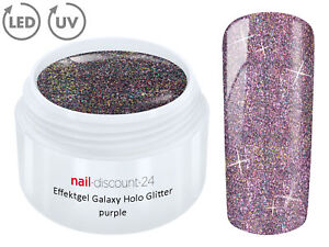 UV LED Effekt Gel Galaxy Holo Glitter PURPLE Farb Color Nagel Glitzer Nail Lila