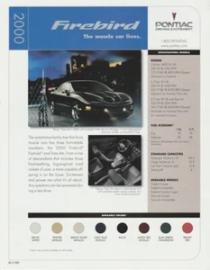 Pontiac Firebird 2000 tarjeta de información - Imagen 1 de 2