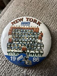 VTG Rare 1986 New York Giants Team Photo, Collectible NFL  Pin 3.5 Inch
