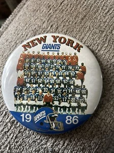 VTG Rare 1986 New York Giants Team Photo, Collectible NFL Pin 3.5 Inch - Picture 1 of 2