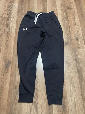 Pantalones Under Armour, talla mediana para niño, negros, cintura corbata, pantalones deportivos Foto 1 de 4