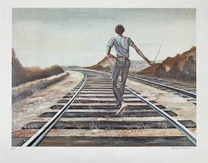 Ernie Barnes 1979 signierte limitierte Auflage Lithographie Reiseziel unbekannt - Bild 1 von 5