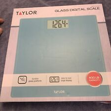 TAYLOR GLASS DIGITAL SCALE ITEM#7558SBT TURQUOISE BLUE NEW IN BOX NO INSTRUCTION