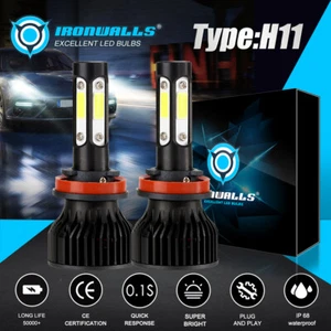 4 Sides H11 LED Headlight Bulbs Low Beam Globes For Mitsubishi Pajero 2007-2023 - Picture 1 of 12