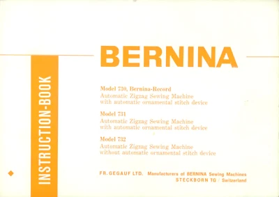 Bernina 730 731 732 Users Manual Instructions: Coil Bound 80 Pages - Image 1 of 2