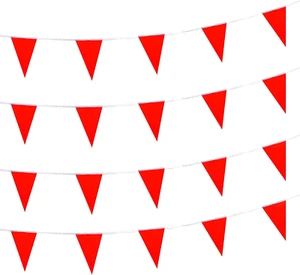 100 Feet Solid Red Pennant Banner Flags String Triangle Bunting Flags,Decoration - Picture 1 of 5