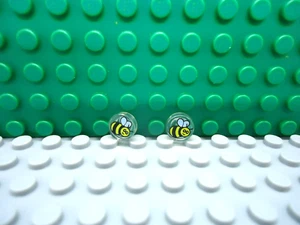 Lego 2 Trans Transparente 1x1 Azulejo Redondo Impreso Amarillo Abejorro Miel NUEVO - Imagen 1 de 1
