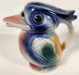 Vintage Milk Jug Creamer Kookaburra Kingfisher Bird 5"H England Ceramic  A45 - Imagen 1 de 9