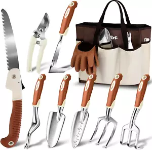 Garden Tool Set,10 Pcs Heavy Duty Gardening Hand Tool Kit for Women Aluminum wit - Picture 1 of 12