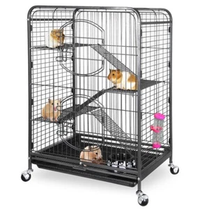 37 Zoll 4 Ebenen Kleintiere Stall Frettchen Käfig Chinchilla mit 2 Haustüren & Tablett - Bild 1 von 9
