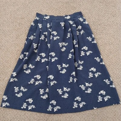 Falda Worthington Talla 12 Azul Floral Midi Línea A Ligera Plisada Foto 1 de 4