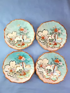 Handbemalte Teller 5" Untertassen 4er Set Vintage RAR Geisha Mädchen - Bild 1 von 11