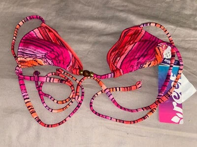 Nuevo con etiquetas Traje de baño halter triángulo a rayas de arrecife XS rosa (B5) Foto 1 de 2