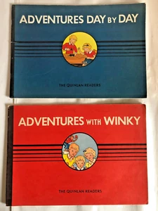 2 Vtg Quinlan Readers -"AdventureswithWinky" & "AdventuresDayByDay" (1940) - Foto 1 di 6