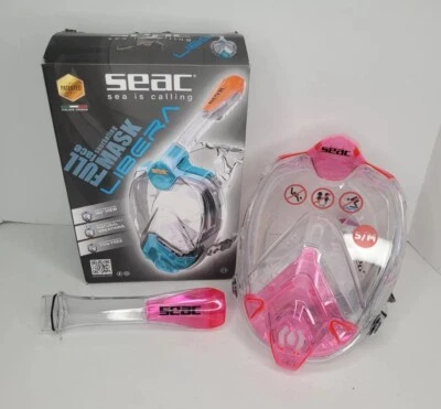 SEAC Libera Full Face Snorkeling Mask Size S/M, Pink, Clear, Fog Free 180°View - Image 1 of 4