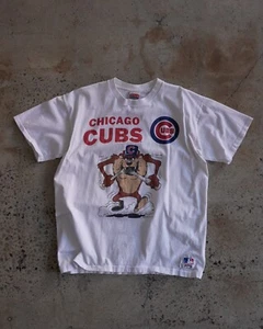 Vintage Chicago Cubs Baseball MLB Taz Looney Tunes 1990 90s Nutmeg T-shirt - XL - Picture 1 of 9
