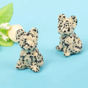 Natural Quartz Crystal Dog Figurine Statue Carved Animal Sculpture Art Decor Fun - Picture 1 of 14