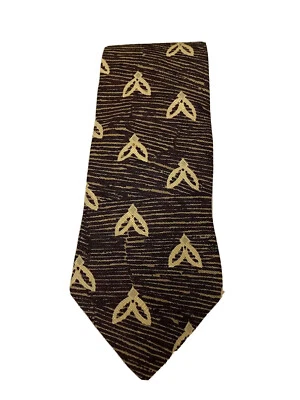 Corbata de seda italiana Bugatti marrón/dorada hecha en EE. UU. elegante  Foto 1 de 3