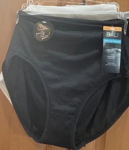 NWT Bali Smoothing Briefs 3 Pair Bali Briefs Size 7 Large DFMEB3 Black Gray Whit - Picture 1 of 3