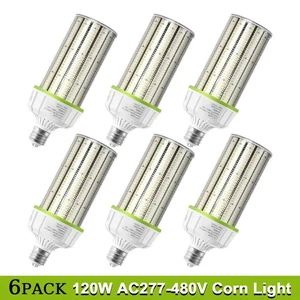 6 PACK LED Corn Bulb Light 120W E39 277-480V Commercial High Bay Area Corn Lamp - Picture 1 of 12