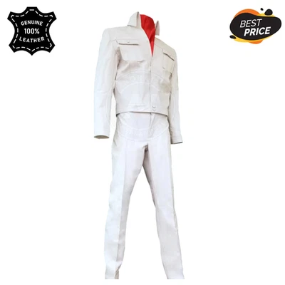 White Soft Sheepskin Leather Elvis 1968 Comeback Suit | Tribute Costume Outfit - Image 1 of 4