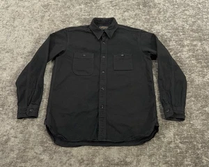 BEAMS Plus Shirt Mens S Small Black Denim Work Long Sleeve Button Up Japan Made - Picture 1 of 11