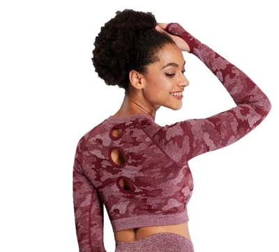 Top corto Evolve XL camuflado rojo baya nuevo con etiquetas manga larga agujeros para los pulgares atlético Foto 1 de 4