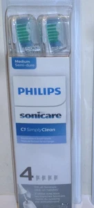 Paquete de 4 cabezales de cepillo de dientes Philips Sonicare C1 SIMPLY CLEAN HX6014/65 MEDIANOS - Imagen 1 de 1