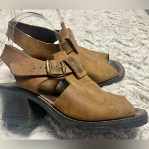 Stivaletto sandalo pelle invecchiata made in Italy western boho vintage taglia 8 - Foto 1 di 7