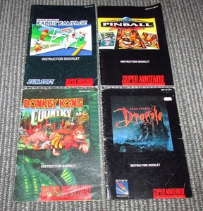 Lot of 4 Instruction Manuals for Super Nintendo Donkey Kong, Dracula, Bugs Bunny - Picture 1 of 6
