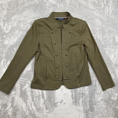 Tommy Hilfiger Mujer’s L Verde Oliva Estilo Militar Cárdigan Chaqueta Cuello Simulado Foto 1 de 4