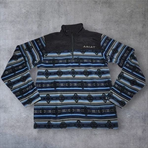 Ariat Men’s Fleece Quarter Zip Pullover Southwestern Aztec Boho Size Small - Picture 1 of 9
