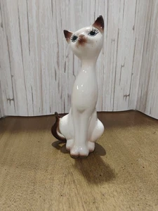 Vintage MCM Siamese Cat Ceramic  Statue.  8" Tall.  See Photos. - Picture 1 of 9