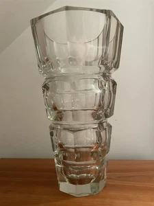 1930s Josef Hoffman Moser Art Deco Clear Crystal Glass Vase Antique 9.6” H - Picture 1 of 6