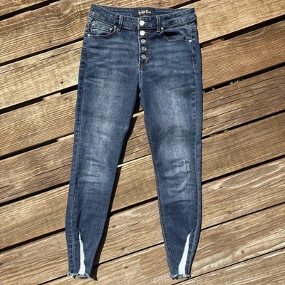 Pantalones de mezclilla Indigo Rein talla grande 7 desgastados elásticos tiro medio ajustados Foto 1 de 4