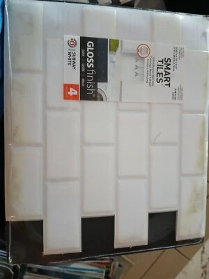 Smart Tiles Subway Subway White Gloss Self-Adhesive Wall Tiles 4 Sheet Pack - Image 1 of 2
