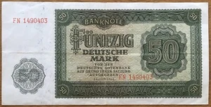 💥🌐 50 DEUTSCHE MARK VON DER DEUTSCHEN NOTENBANK BERLIN 1948 ☘️ FN 1490403 🌐💥 - Bild 1 von 2