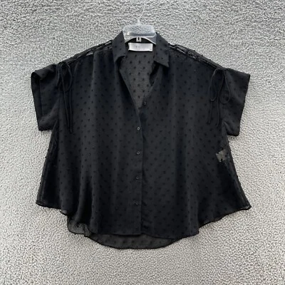 Blusa IRO para mujer 2 negra lucioperca punto suizo transparente relajada talla grande fluida top Foto 1 de 4