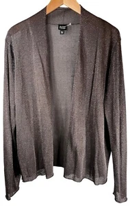 EILEEN FISHER XL Linen Metallic Knit Cardigan Silver Gray Shirt Top Lightweight - Picture 1 of 24