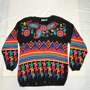 Vintage Tony Lambert Sweater Mens Medium Multicolor Knit Pullover Coogi Grandpa - Picture 1 of 7