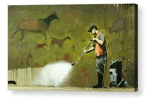 BANKSY ""BORRANDO HISTORIA"" ICÓNICA CAJA DE LONA REPRODUCCIÓN IMPRESIÓN A4, A3, A2, A1 - Imagen 1 de 4