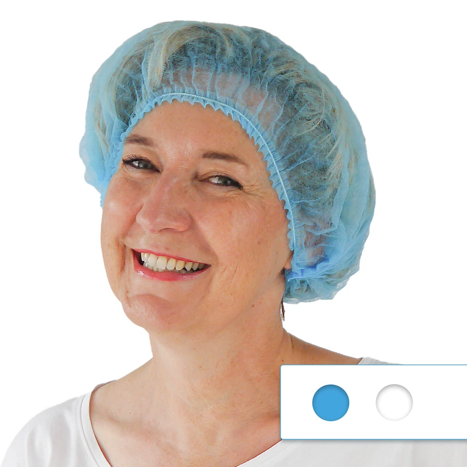 100 PP-Haar Netz XL Einweg Haube ARNOMED OP Hauben Einweg Haarschutz Blau & Weiß - Bild 1 von 1