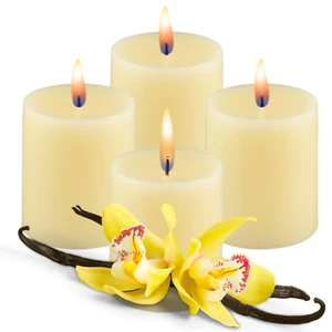 Vainilla Pillar Candles 3x3" Home Decor Kitchen Church Emergency Light - 6 Pack - Picture 1 of 12