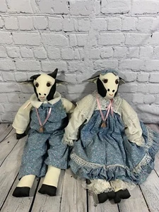 Vintage Handmade pillow cow dolls - Picture 1 of 6