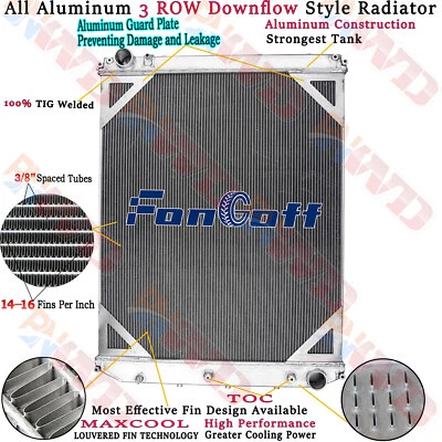 Aluminum 3 Row Radiator For 2008-2017 Volvo VAH VNL VNM VHD / Mack CXU600 Vision - Imagem 1 de 4