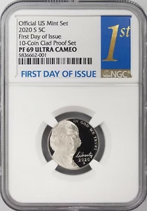 2020 S Proof Jefferson Nickel, NGC PF 69 Ultra Cameo, First Day of Issue! - Picture 1 of 4