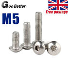 M5 5mm Hex Socket Button Head Screws Allen Key Bolt Stainless Steel ISO7380 UK