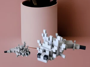Gelenkiger Minecraft Silberfisch, Flexi Fidget Spielzeug, 3D gedruckt - Bild 1 von 46