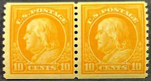 United States, #497, Benjamin Franklin, Rotary Press, Coil Pair, MNH, F-VF - Picture 1 of 2